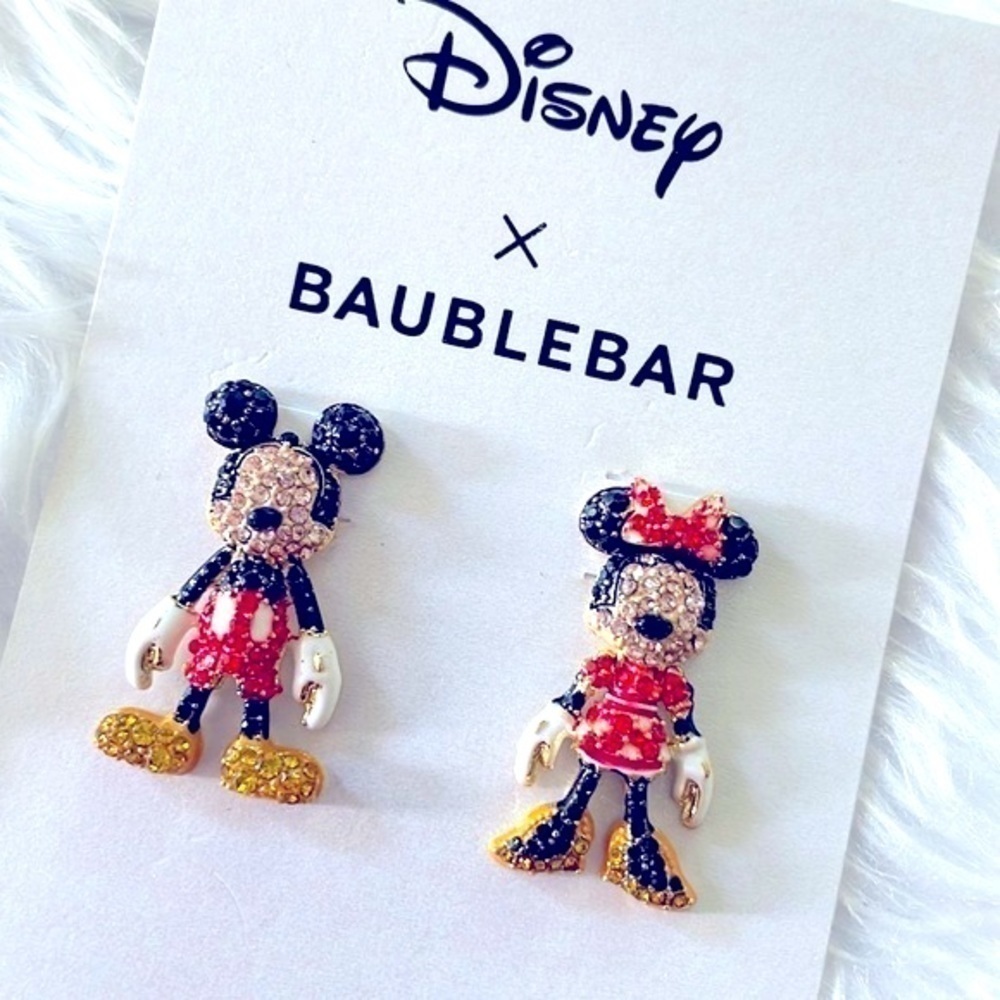 Brand New Disney X BaubleBar Mickey & Minnie Mouse Sparkly Mismatch Earrings - Picture 5 of 13